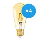 Multipack 4x Ledvance Vintage 1906 LED E27 Pera Oro 2.5W 220lm - 824 Luz muy Cálida | Reemplazo 22W